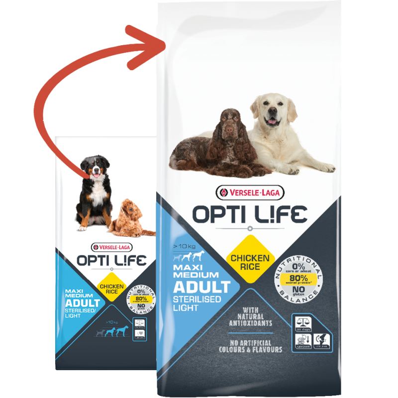 Adult Sterilised/Light Medium & Maxi - grands & moyens chiens adultes - Poulet 12,5kg - Opti Life 431136 Opti Life 65,00 € Or... Adult Sterilised/Light Medium & Maxi - grands & moyens chiens adultes - Poulet 12,5kg - Opti Life 431136 Opti Life 65,00 € Or...