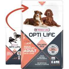 Adult Skin Care Medium & Maxi - chiens grands & moyens - Saumon 12,5kg - Opti Life à 70,10 € - Opti Life - 431147 - Opti Life
