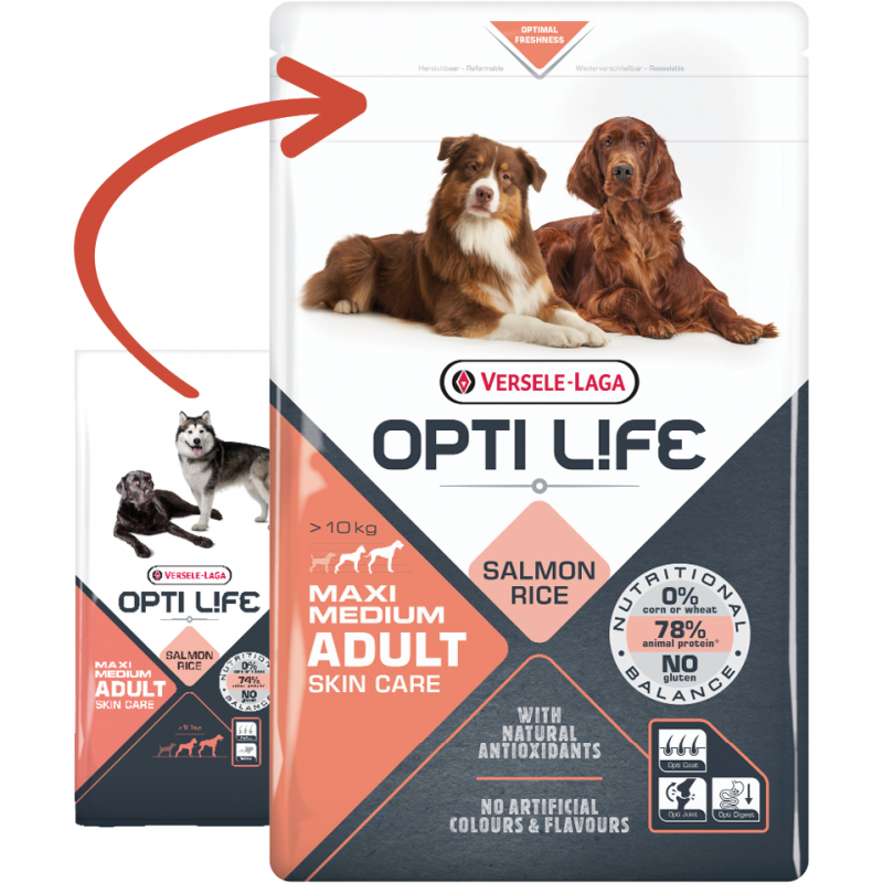 Adult Skin Care Medium & Maxi - chiens grands & moyens - Saumon 12,5kg - Opti Life 431147 Opti Life 69,20 € Ornibird