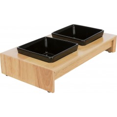 Set de gamelles céramique/bois 2x0,2L/28x5x15cm - Trixie - 25,00 € - Trixie - 4011905248202 - Ornibird SRL