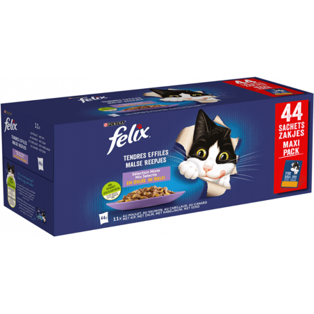 Tendres Effilés Sélection mixte en gelée 44x85gr - Felix à 25,09 € - Purina - 12471607 - Felix