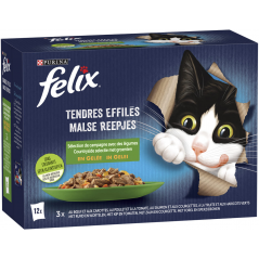 Tendres Effilés Sélection de la campagne en gelée avec légumes 12x85gr - Felix à 7,29 € - Purina - 12471277 - Felix