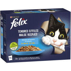 Tendres Effilés aux poissons en gelée 12x85gr - Felix à 7,29 € - Purina - 12471620 - Felix