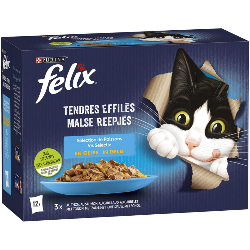Tendres Effilés aux poissons en gelée 12x85gr - Felix Tendres Effilés aux poissons en gelée 12x85gr - Felix