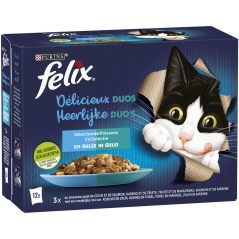 Delicieux Duos Sélection de poissons en gelée 12x85gr - Felix à 7,29 € - Purina - 12471282 - Felix