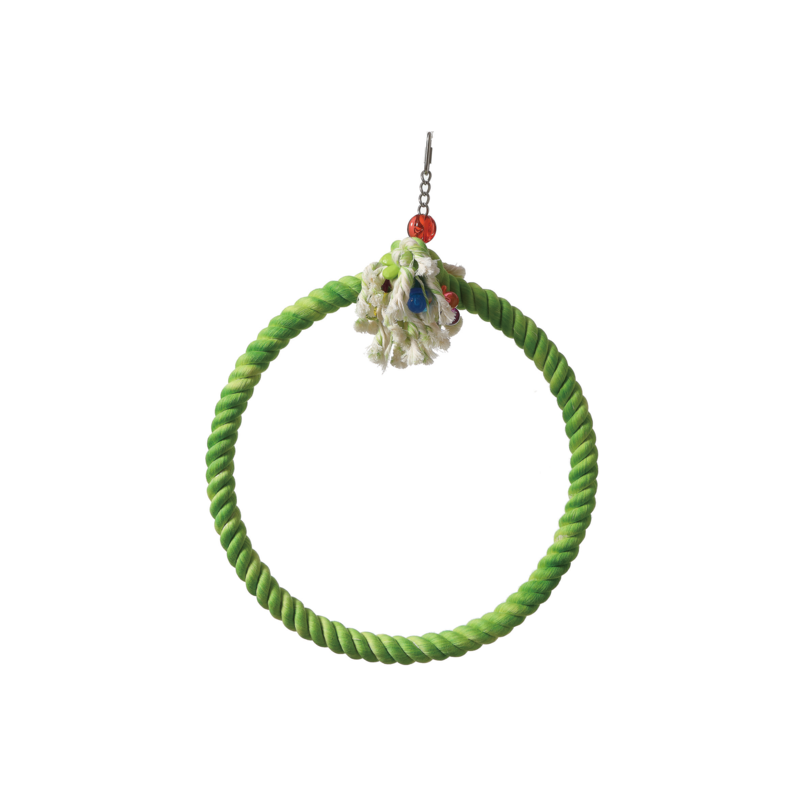 Jouets pour oiseaux Anneaux de corde coton Extra/Vert
