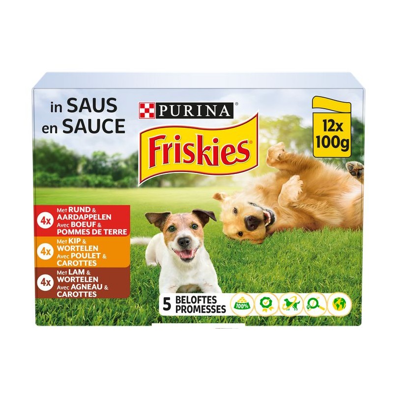 Adult 5Promesses Au poulet, boeuf et à l'agneau en sauce 12x85gr - Friskies