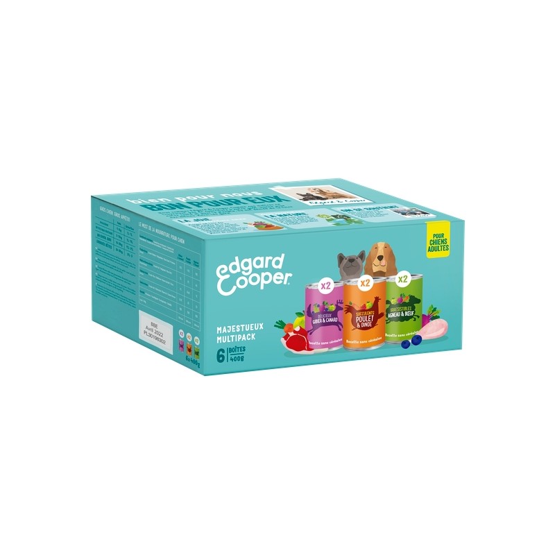 Multipack Patées Sans Céréales 6x400g pour chien adulte - Edgard & Cooper Multipack Patées Sans Céréales 6x400g pour chien adulte - Edgard & Cooper