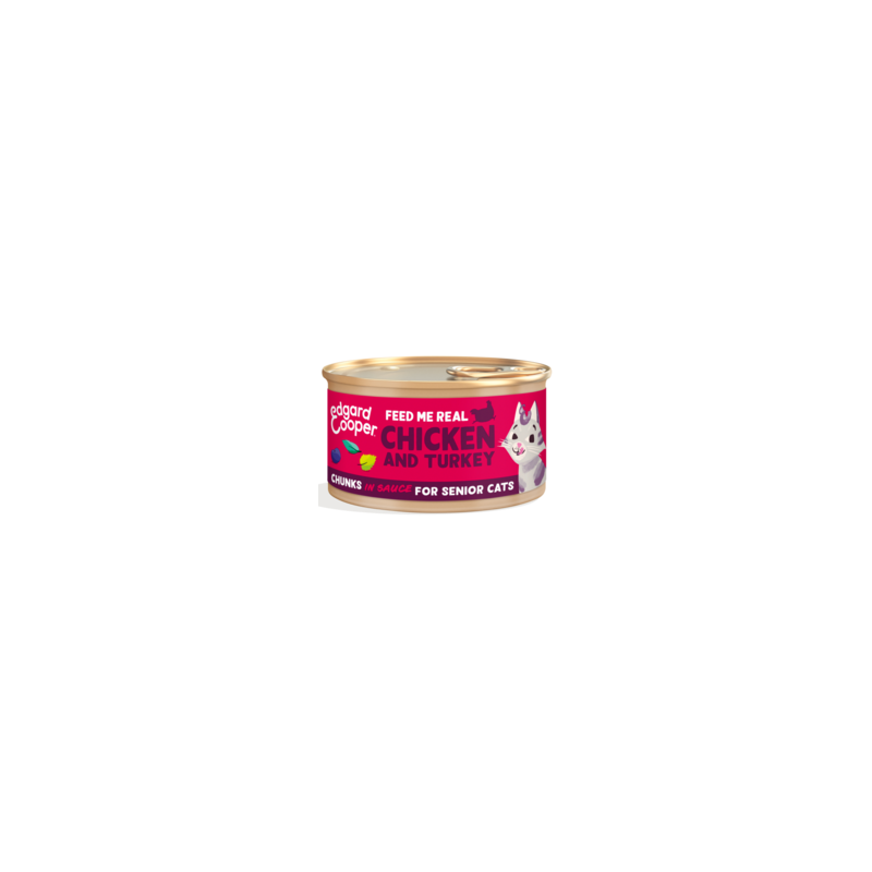Morceaux en sauce pour Chat Senior Poulet et Dinde 85gr - Edgard & Cooper