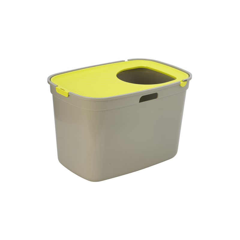 Top Cat Litière avec couvercle Gris/Jaune 59x39x38cm