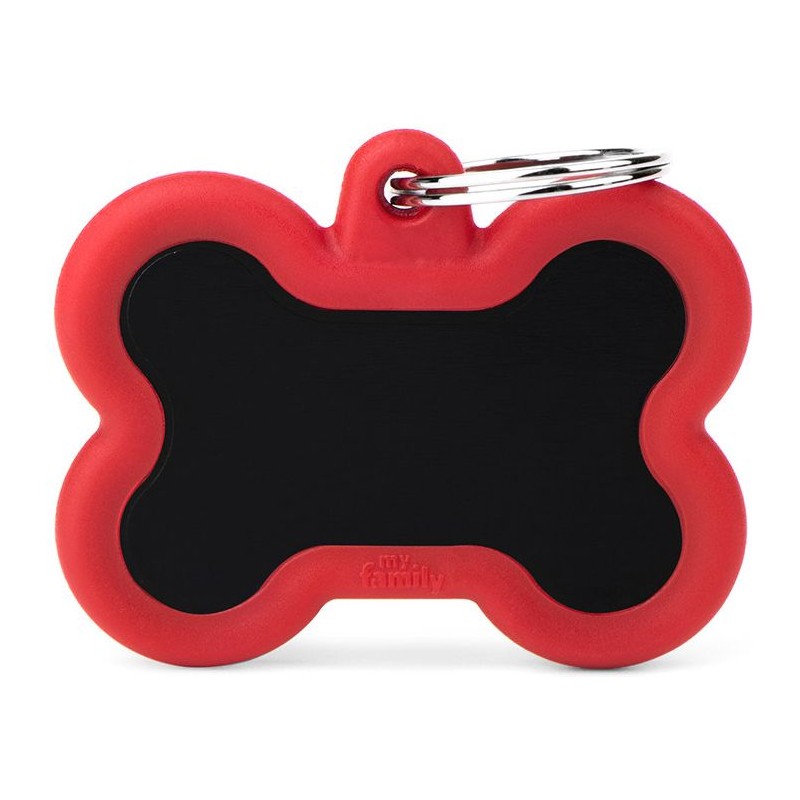 Médaille Gomme Os Aluminium Noir/Rouge Médaille Gomme Os Aluminium Noir/Rouge