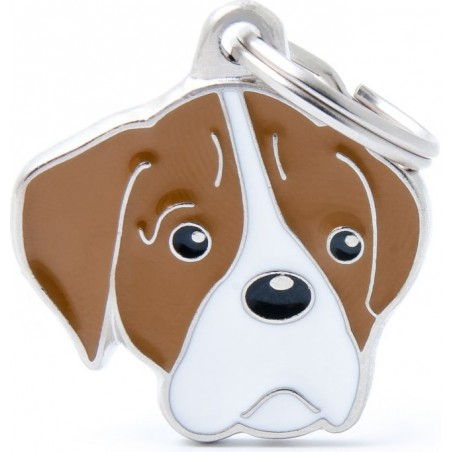 Médaille Chien Boxer Blanc et Brun à 18,90 € - My Family - MF34BROWNWHITE - Médaille pour gravure