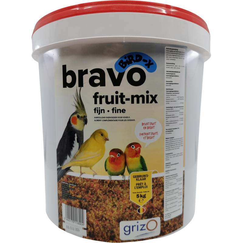 Bravo Fruit Mix Fine seau/5kg - Bird-X 102033050 Grizo 30,20 € Ornibird