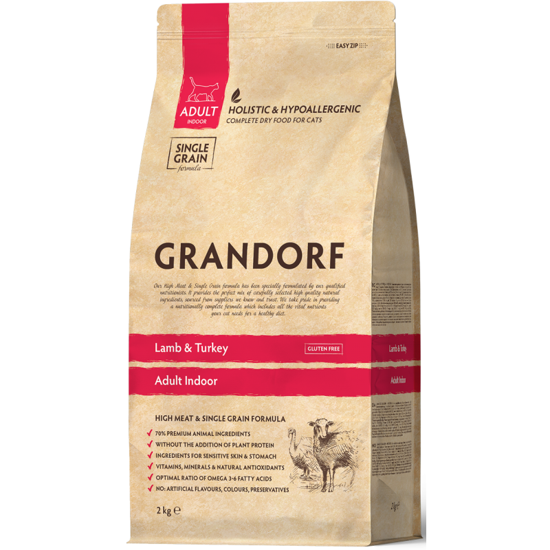 Chat Indoor - Agneau et Dinde 2kg - Grandorf Chat Indoor - Agneau et Dinde 2kg - Grandorf