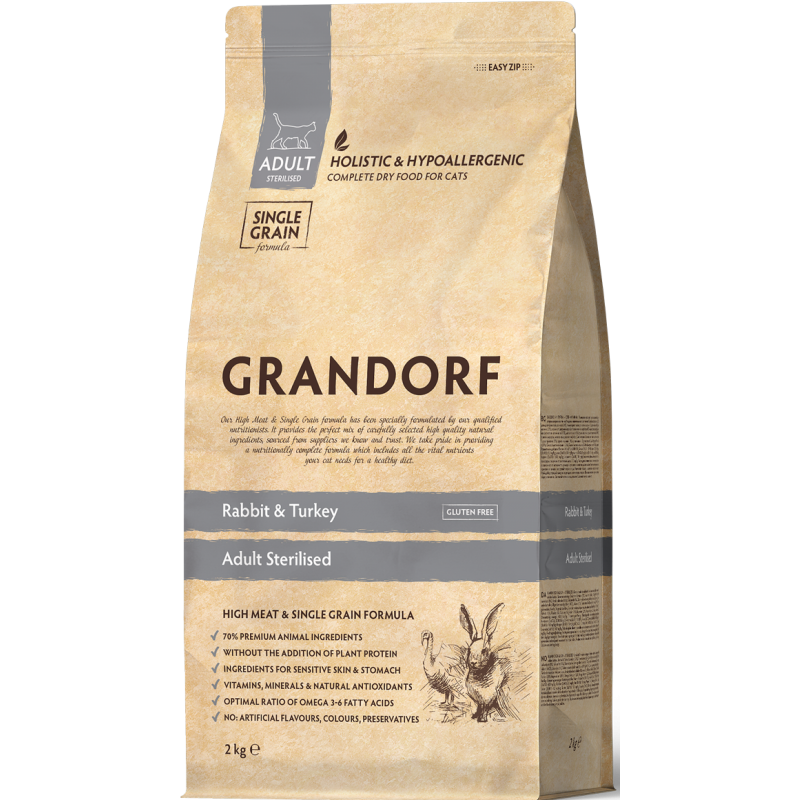 Chat Sterilized - Lapin et Dinde 2kg - Grandorf Chat Sterilized - Lapin et Dinde 2kg - Grandorf