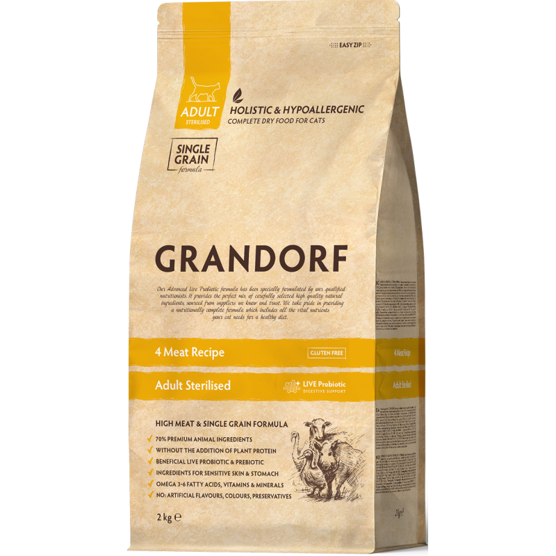 Chat Sterilized - 4 Viandes 2kg - Grandorf Chat Sterilized - 4 Viandes 2kg - Grandorf