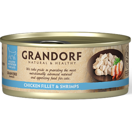 Chat Filet de Poulet et Crevette 70gr - Grandorf à 1,90 € - Grandorf - GDCW0607 - Grandorf