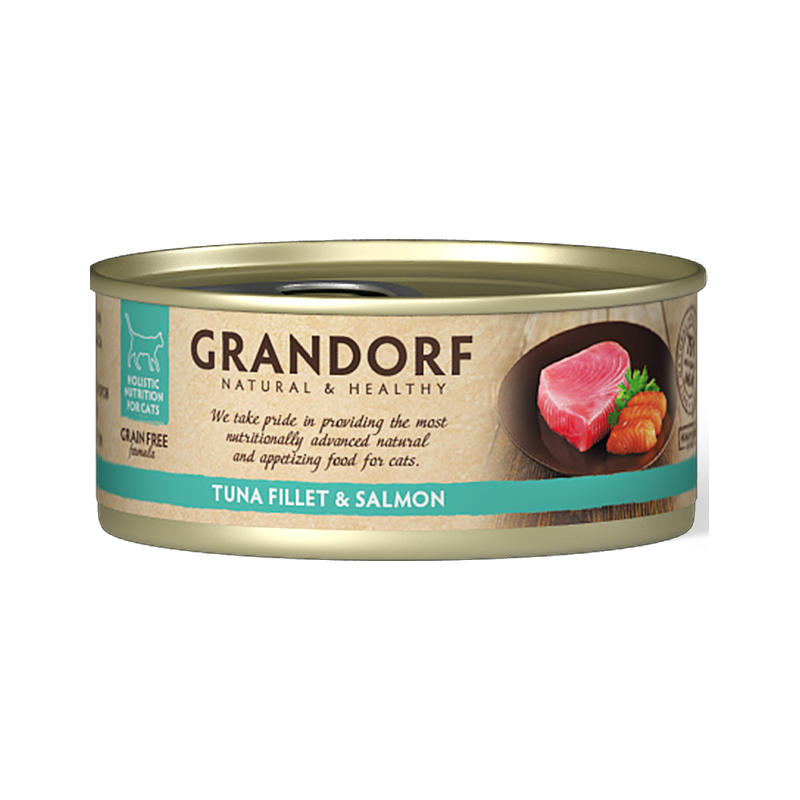 Chat Filet de Thon et Filet de Saumon 70gr - Grandorf Chat Filet de Thon et Filet de Saumon 70gr - Grandorf