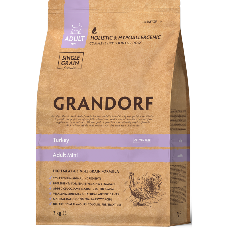 Chien Adult Mini Races - Dinde 3kg - Grandorf