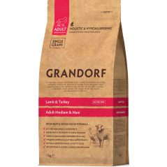 Chien Adult Medium & Maxi Races - Agneau et Dinde 1kg - Grandorf - 12,20 € - Grandorf - 5407007850952 - Ornibird SRL