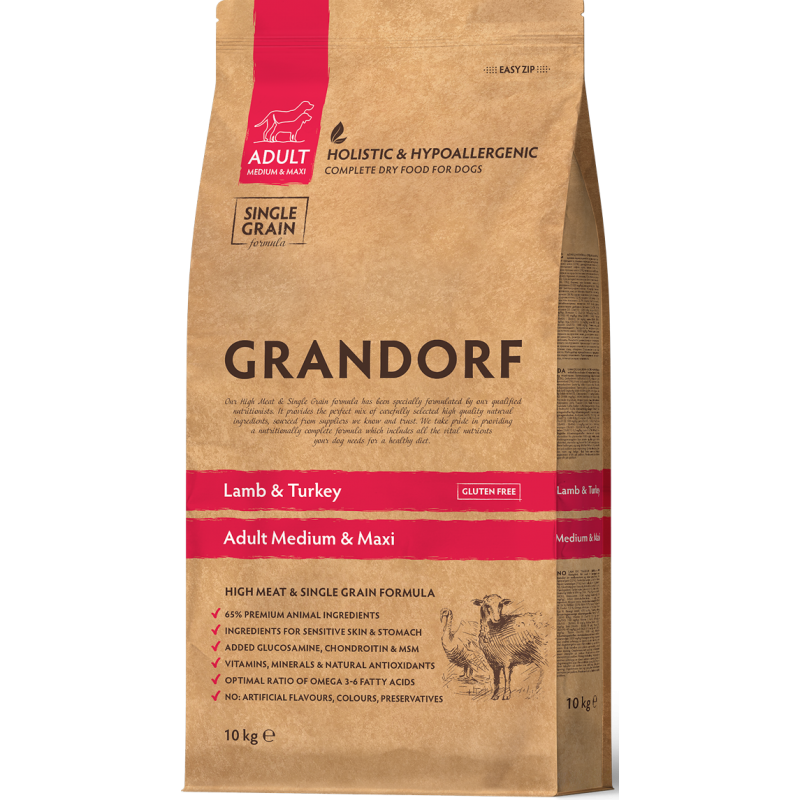 Chien Adult Medium & Maxi Races - Agneau et Dinde 10kg - Grandorf
