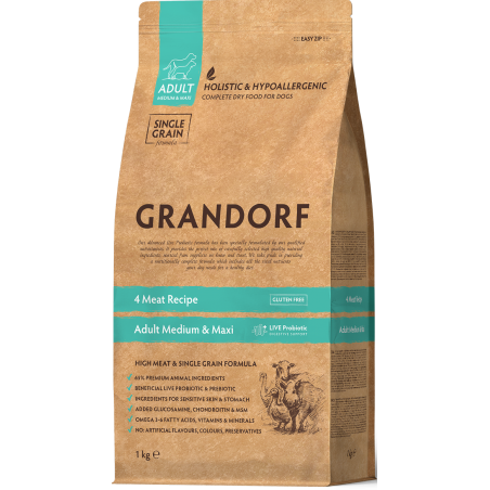 Chien Adult Medium & Maxi Races - 4 Viandes 1kg - Grandorf à 14,95 € - Grandorf - GDDD1101 - Grandorf