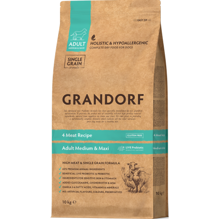 Chien Adult Medium & Maxi Races - 4 Viandes 10kg - Grandorf à 78,95 € - Grandorf - GDDD1110 - Grandorf