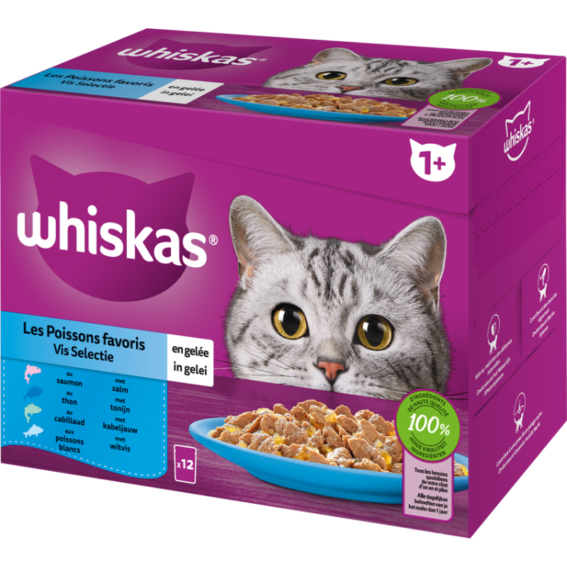 Les poissons favoris en gelée 12x85gr - Whiskas