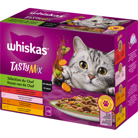 Tasty Mix Sélection du chef en sauce 12x85gr - Whiskas à 6,90 € - Whiskas - 441315 - Whiskas