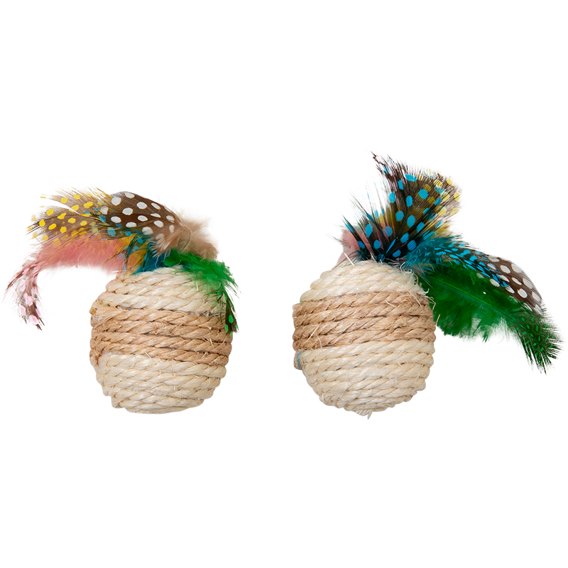 Balle avec plume Cat Toys 2pcs Corde 5cm - Jack and Vanilla