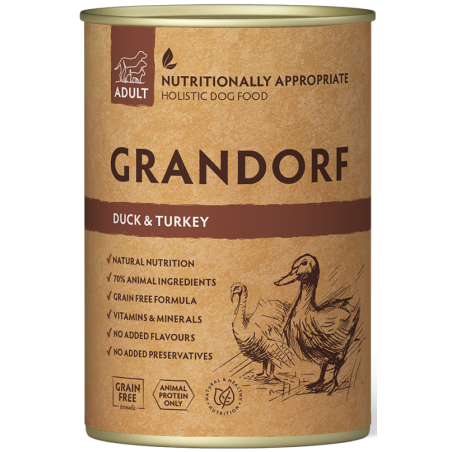 Adult Canard et Dinde 400gr - Grandorf à 4,00 € - Grandorf - GDDW1440 - Grandorf