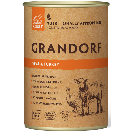 Adult Veau et Dinde 400gr - Grandorf à 3,80 € - Grandorf - GDDW1640 - Grandorf