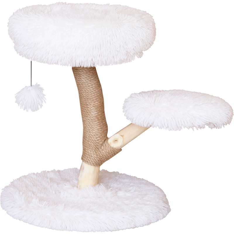 Arbre à chat Alaska avec siège et panier peluche Blanc 50x50x61,5cm - Animal Boulevard