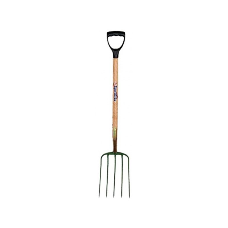 Fourche à fumier 5 dents avec manche en bois, poignée D