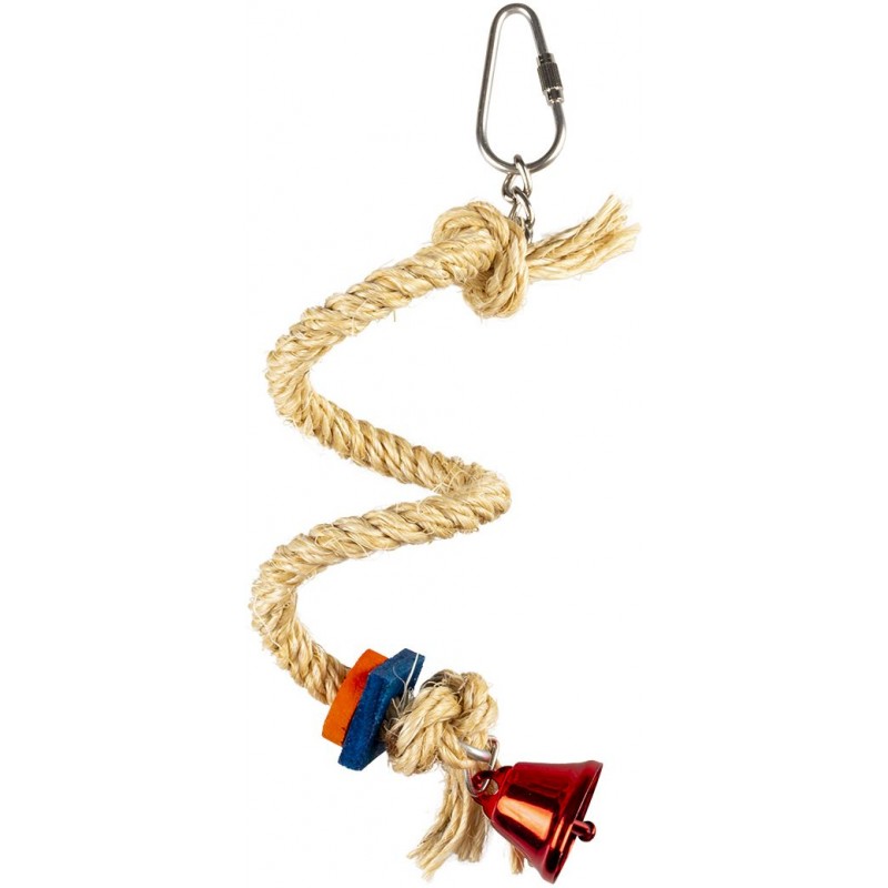 Corde en spirale en sisal avec cloche colorée multicolore 19x6,5x6,5cm - Duvo+