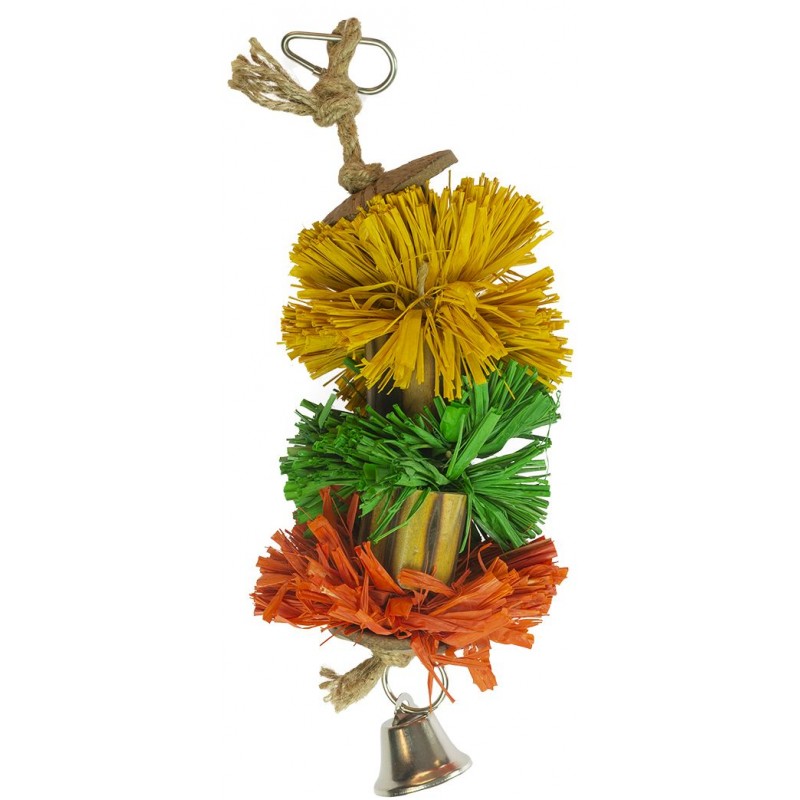 Pompon en raphia avec bambou et coco multicolore S/24x6,4x6,4cm - Duvo+