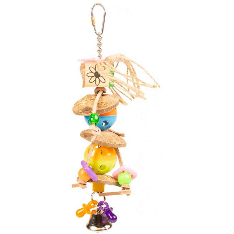 Jouet coloré avec coco et cloches 27,5x7x7cm - Duvo+