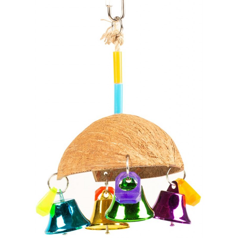 Parapluie coco coloré avec des cloches couleurs mélangées 13x13x19cm - Duvo+
