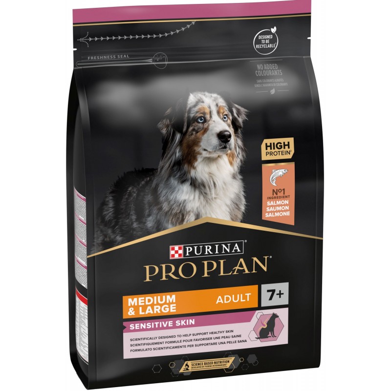 Adult 7+ Medium & Large Sensitive Skin - Riche en saumon 3kg - Pro Plan Adult 7+ Medium & Large Sensitive Skin - Riche en saumon 3kg - Pro Plan