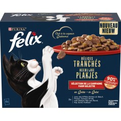Délices Tranchés - Sélection de la campagne en gelée 12x80gr - Felix à 7,29 € - Purina - 12493792 - Felix