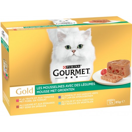 Gold Mousselines avec des légumes 12x85gr - Gourmet à 10,89 € - Purina - 12138624 - Felix