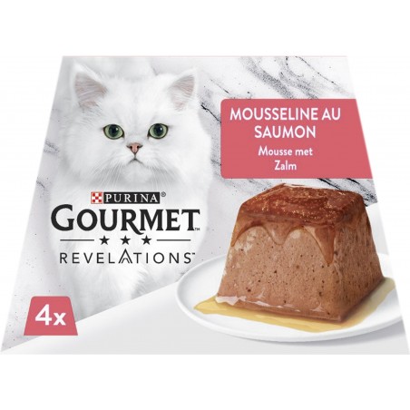 Révélations - Mousseline au saumon 4x57gr - Gourmet à 3,99 € - Purina - 12455661 - Gourmet