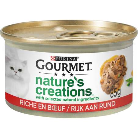 Nature's Créations - Au Boeuf 85gr - Gourmet à 1,29 € - Purina - 12567229 - Gourmet