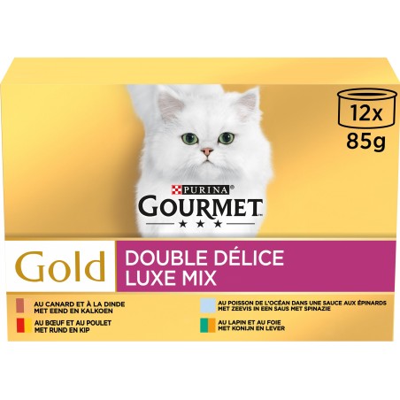 Gold - Double délice luxe mix 12x85gr - Gourmet à 10,89 € - Purina - 5119151 - Gourmet