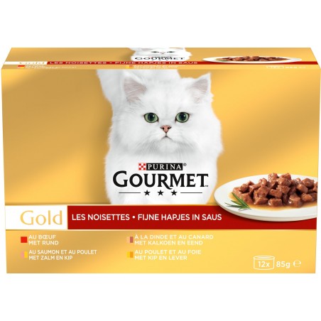 Gold - Les noisettes en sauce 12x85gr - Gourmet à 10,89 € - Purina - 12132152 - Gourmet