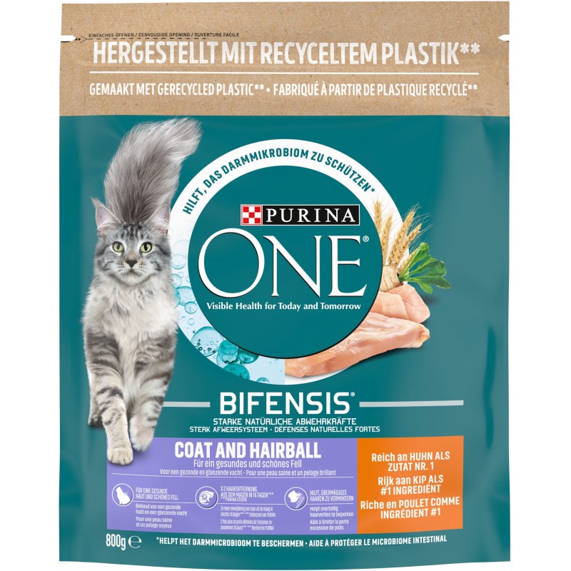 Bifensis Coat & Hairball - Riche en poulet et aux céréales complètes 800gr - One Bifensis Coat & Hairball - Riche en poulet et aux céréales complètes 800gr - One