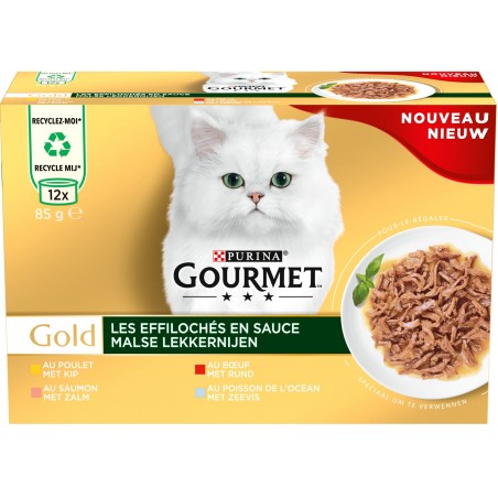 Gold - Les effilochés en sauce 12x85gr - Gourmet à 10,89 € - Purina - 12533673 - Gourmet