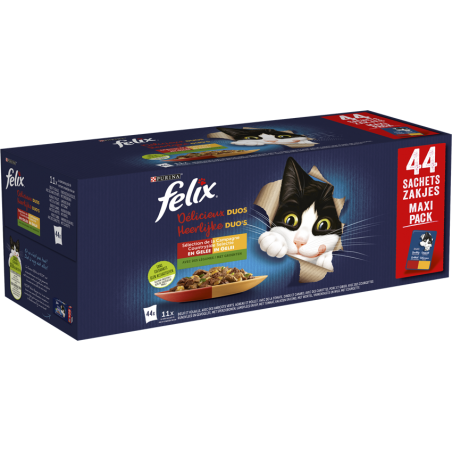 Délicieux Duos - Sélection mixte en gelée 44x85gr - Felix à 25,09 € - Purina - 12500819 - Felix
