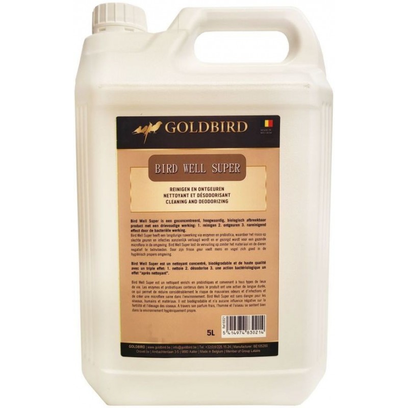 Birds Well Super, détergent et désinfectant 5L - Goldbird Birds Well Super, détergent et désinfectant 5L - Goldbird