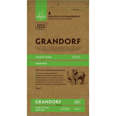 Chien Adult Mini Agneau et Dinde 8kg - Grandorf à 64,95 € - Grandorf - GDDD0308 - Grandorf
